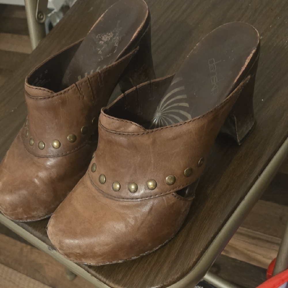 Dansko Brown Leather Studded Mules